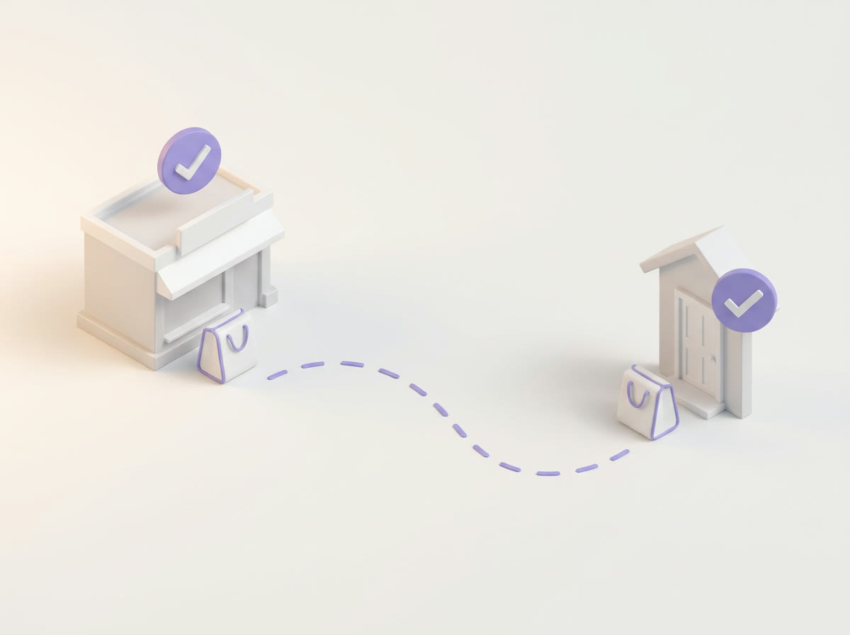 An order confirmed at pick-up and again at the customer's door